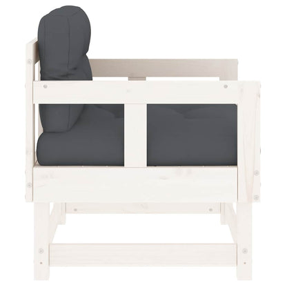 vidaXL Chaises de jardin avec coussins 2 pcs Blanc Bois de pin massif