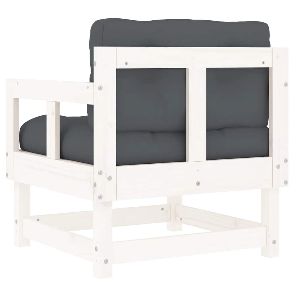 vidaXL Chaises de jardin avec coussins 2 pcs Blanc Bois de pin massif