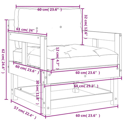 vidaXL Chaises de jardin avec coussins 2 pcs Blanc Bois de pin massif