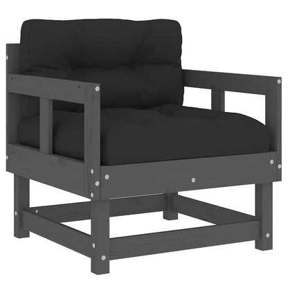 vidaXL Chaises de jardin avec coussins 2 pcs Bois de pin massif gris