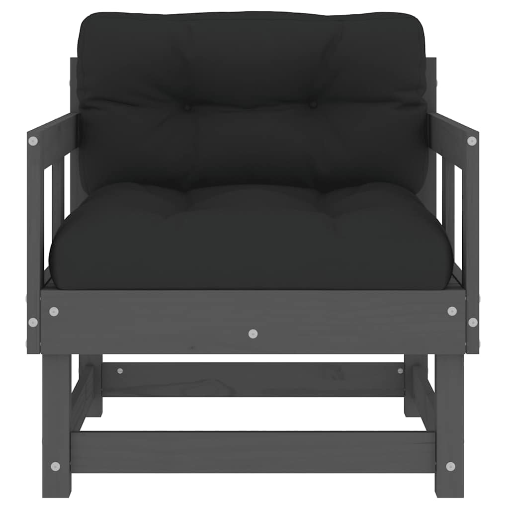 vidaXL Chaises de jardin avec coussins 2 pcs Bois de pin massif gris
