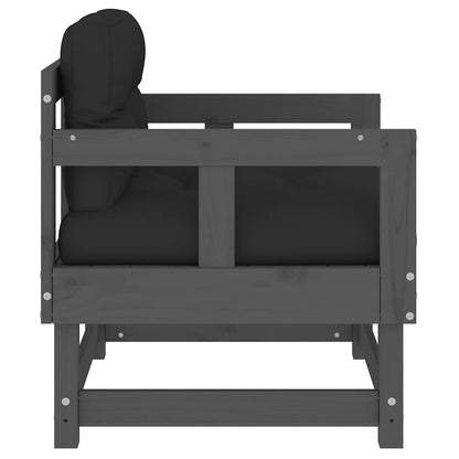vidaXL Chaises de jardin avec coussins 2 pcs Bois de pin massif gris
