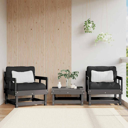 vidaXL Chaises de jardin avec coussins 2 pcs Bois de pin massif gris
