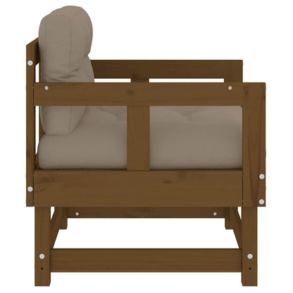 vidaXL Chaises de jardin avec coussins 2 pcs Marron miel Bois de pin massif