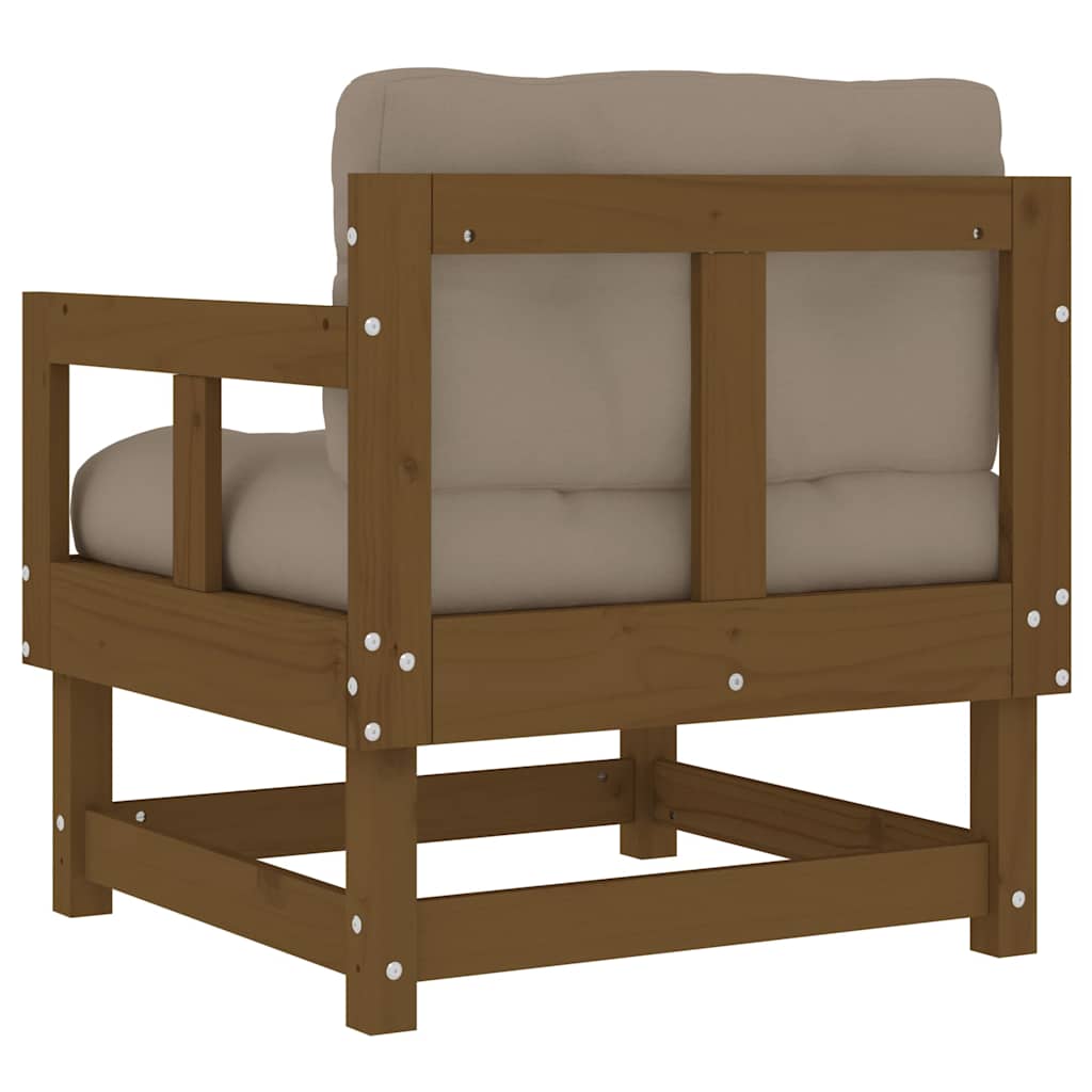 vidaXL Chaises de jardin avec coussins 2 pcs Marron miel Bois de pin massif