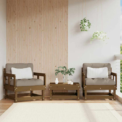 vidaXL Chaises de jardin avec coussins 2 pcs Marron miel Bois de pin massif