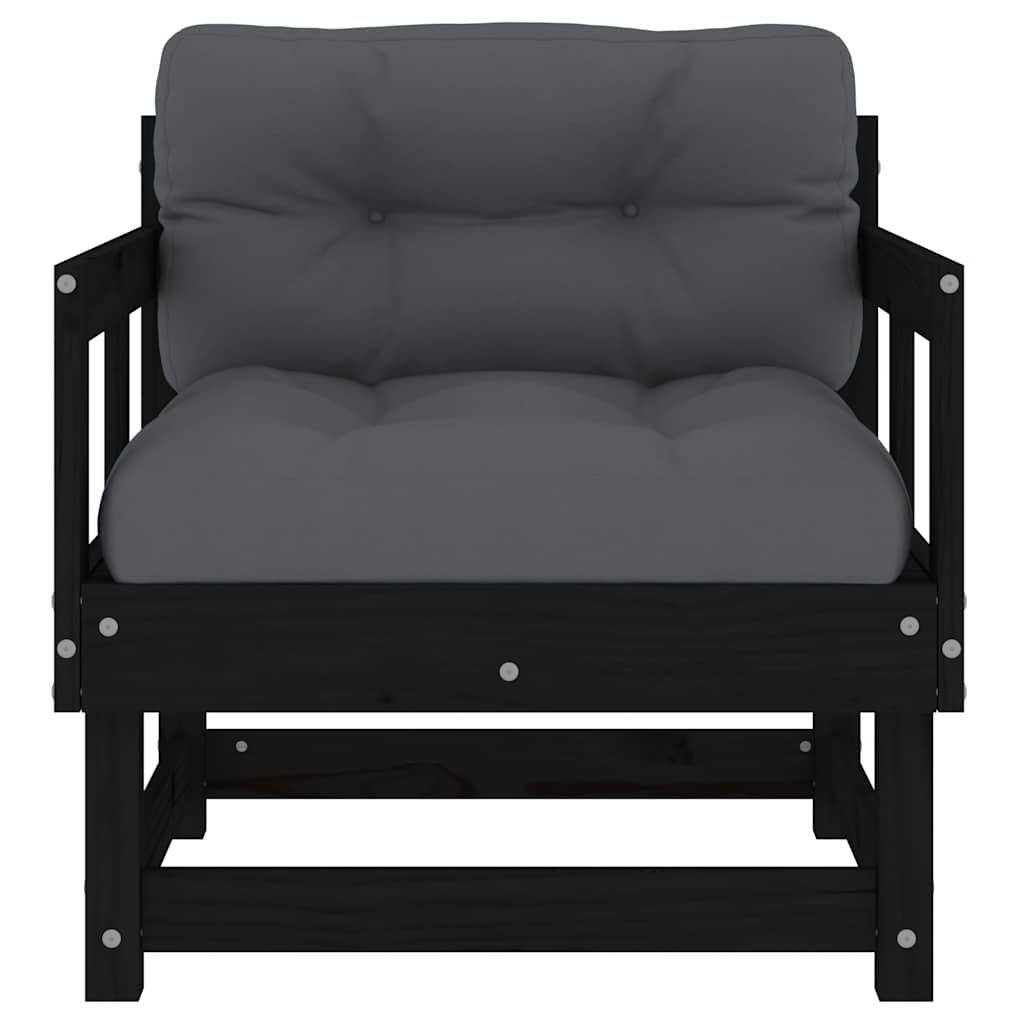 vidaXL Gartenstühle mit Kissen 2 Stk. Schwarz Massivholz Kiefer