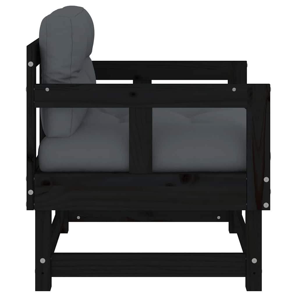 vidaXL Gartenstühle mit Kissen 2 Stk. Schwarz Massivholz Kiefer