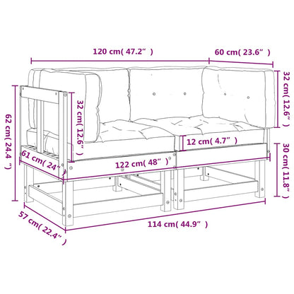 vidaXL Ecksofas mit Kissen 2 Stk. Massivholz Kiefer