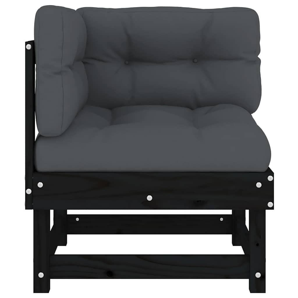 vidaXL Ecksofas mit Kissen 2 Stk. Schwarz Massivholz Kiefer