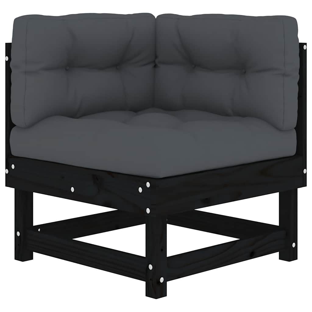 vidaXL Ecksofas mit Kissen 2 Stk. Schwarz Massivholz Kiefer