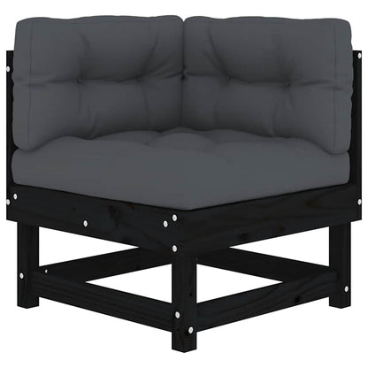 vidaXL Ecksofas mit Kissen 2 Stk. Schwarz Massivholz Kiefer