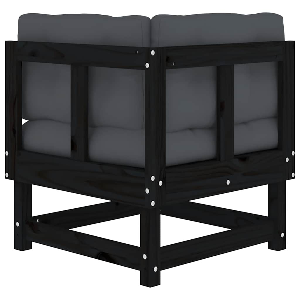 vidaXL Ecksofas mit Kissen 2 Stk. Schwarz Massivholz Kiefer