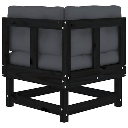 vidaXL Ecksofas mit Kissen 2 Stk. Schwarz Massivholz Kiefer