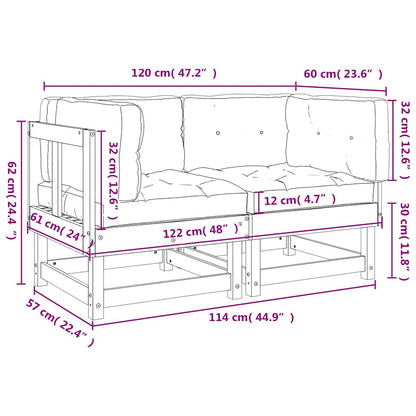 vidaXL Ecksofas mit Kissen 2 Stk. Schwarz Massivholz Kiefer