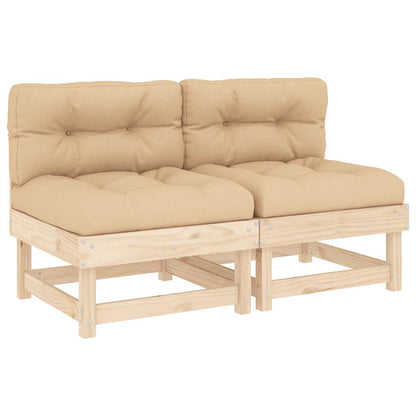 vidaXL Canapés centraux avec coussins 2 pcs. Bois de pin massif