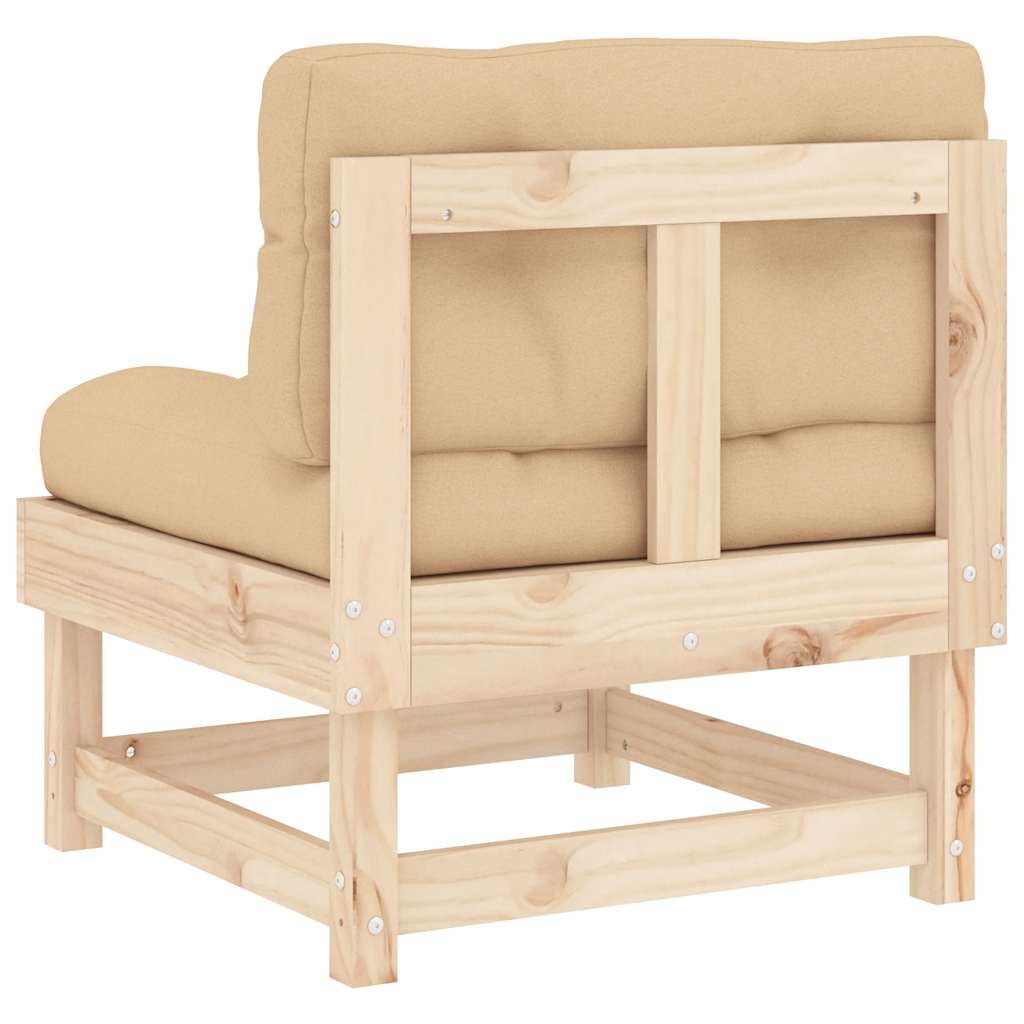 vidaXL Canapés centraux avec coussins 2 pcs. Bois de pin massif