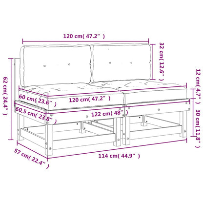 vidaXL Canapés centraux avec coussins 2 pcs. Bois de pin massif