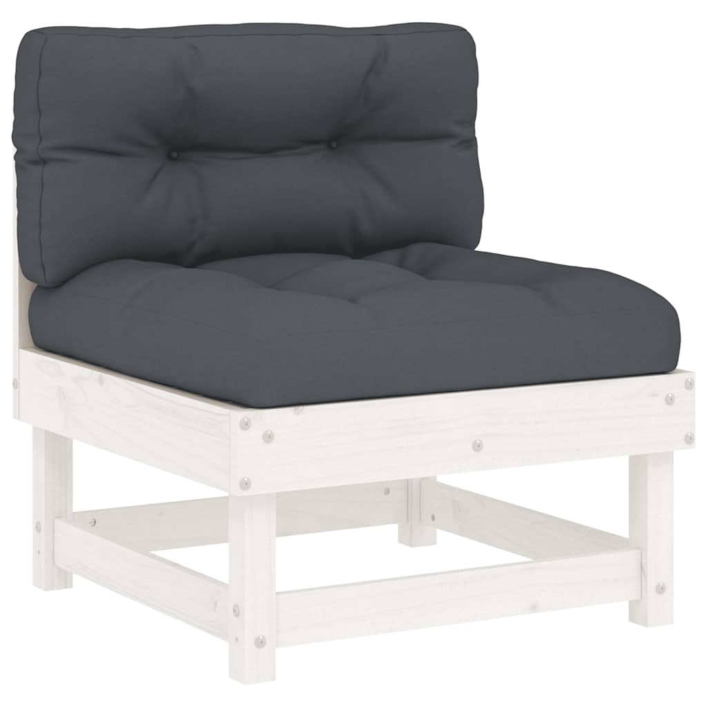 vidaXL Canapés centraux avec coussins 2 pcs Blanc Bois de pin massif
