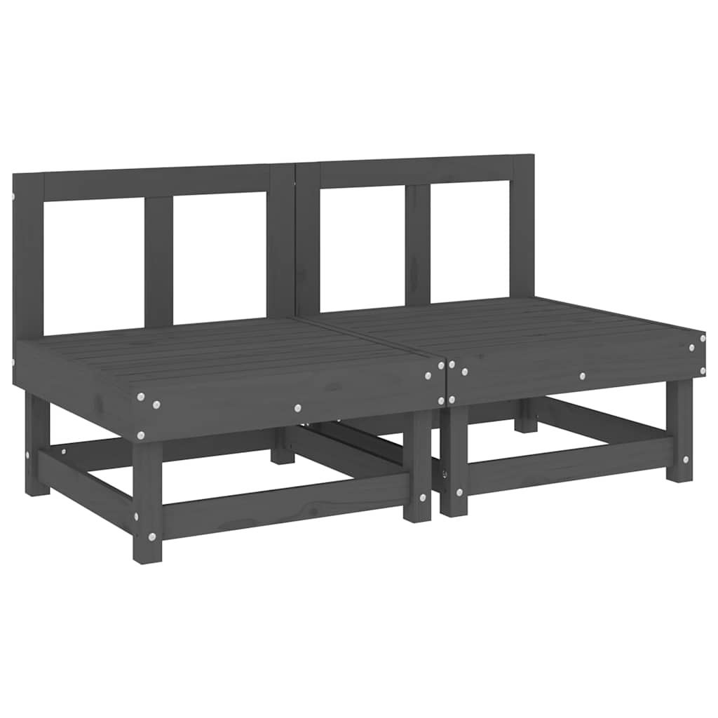 vidaXL Canapés d'angle avec coussins 2 pcs Gris Bois de pin massif