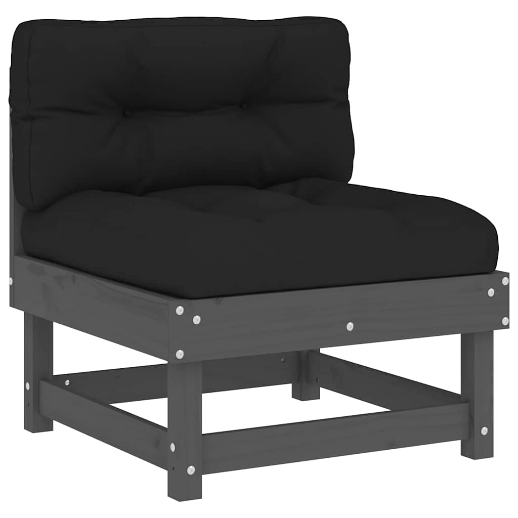 vidaXL Canapés d'angle avec coussins 2 pcs Gris Bois de pin massif