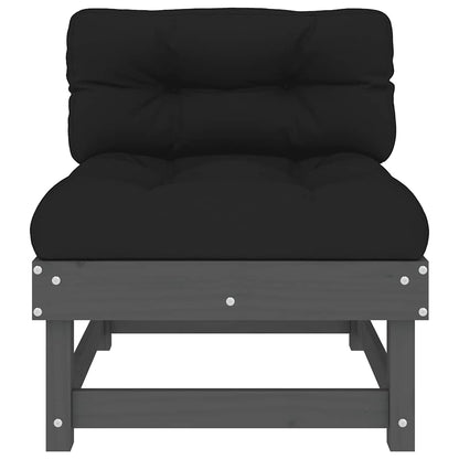 vidaXL Canapés d'angle avec coussins 2 pcs Gris Bois de pin massif