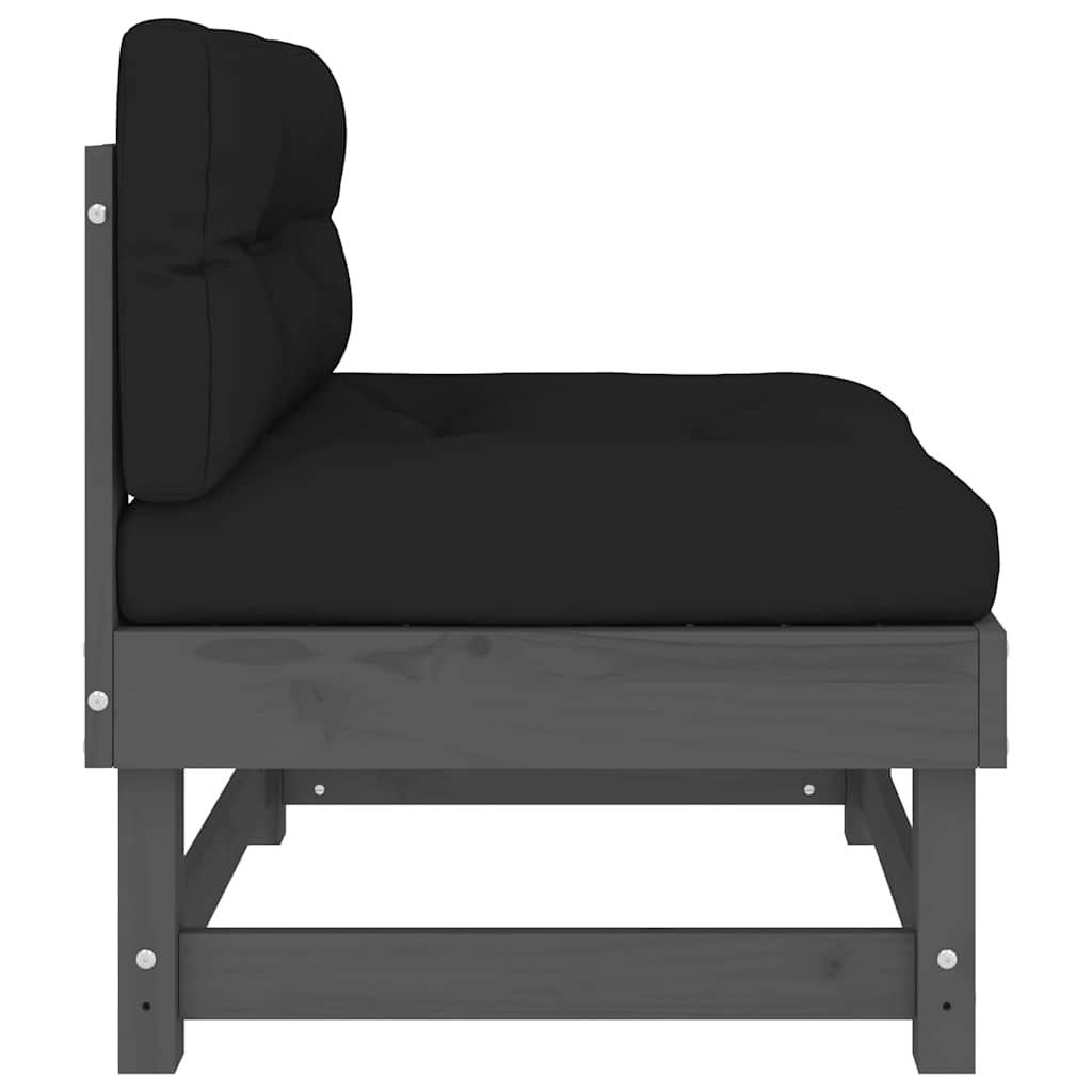 vidaXL Canapés d'angle avec coussins 2 pcs Gris Bois de pin massif