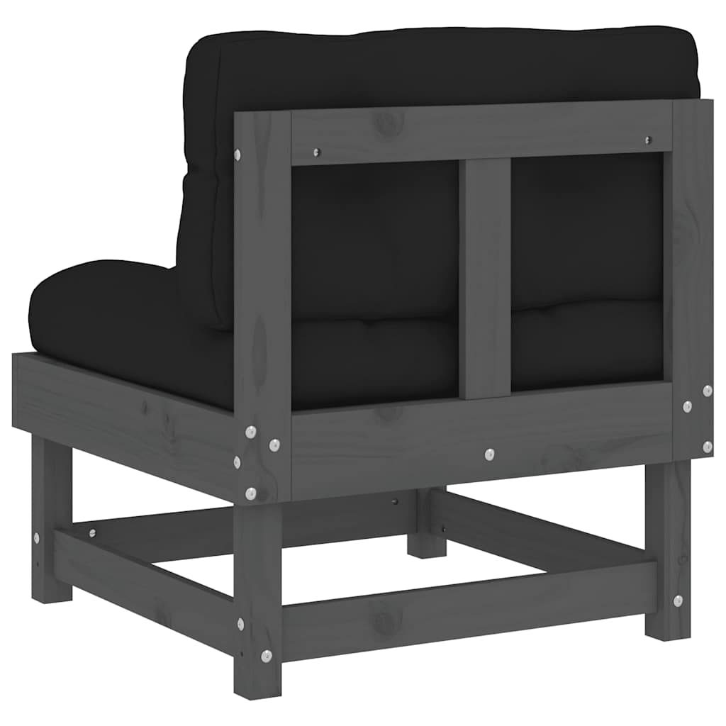 vidaXL Canapés d'angle avec coussins 2 pcs Gris Bois de pin massif