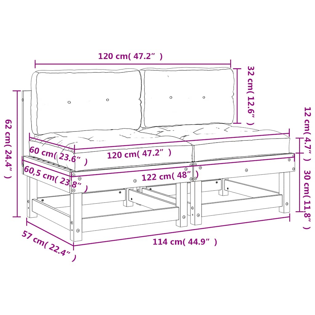 vidaXL Canapés d'angle avec coussins 2 pcs Gris Bois de pin massif