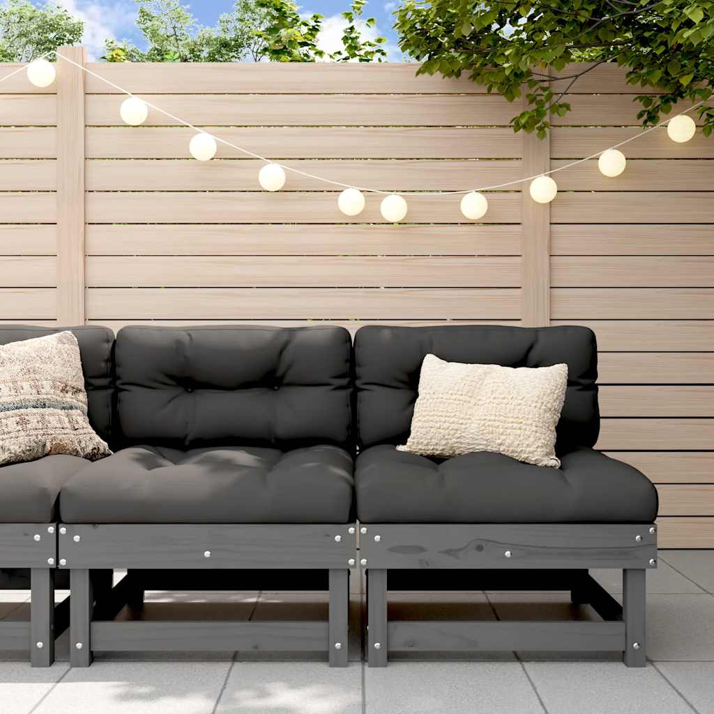 vidaXL Canapés d'angle avec coussins 2 pcs Gris Bois de pin massif