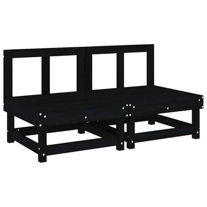 vidaXL Mittelsofas mit Kissen 2 Stk. Schwarz Massivholz Kiefer