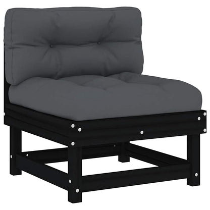 vidaXL Mittelsofas mit Kissen 2 Stk. Schwarz Massivholz Kiefer