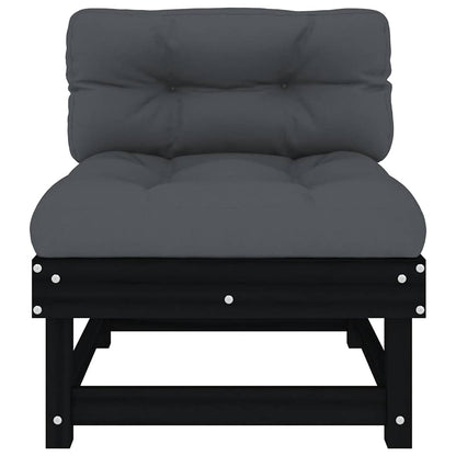 vidaXL Mittelsofas mit Kissen 2 Stk. Schwarz Massivholz Kiefer