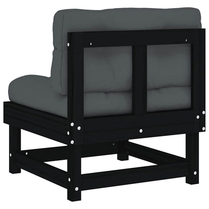 vidaXL Mittelsofas mit Kissen 2 Stk. Schwarz Massivholz Kiefer