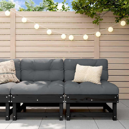 vidaXL Mittelsofas mit Kissen 2 Stk. Schwarz Massivholz Kiefer