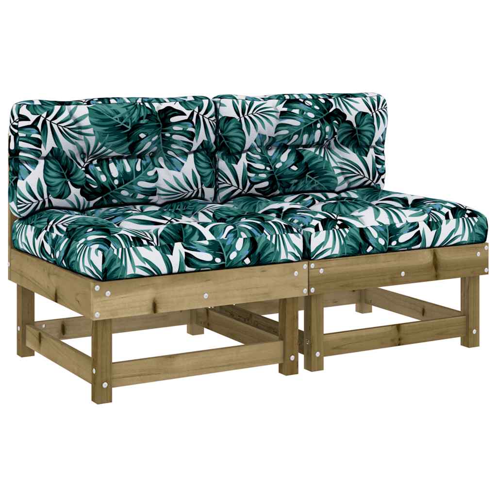 vidaXL Canapés centraux avec coussins 2 pcs. Bois de pin imprégné