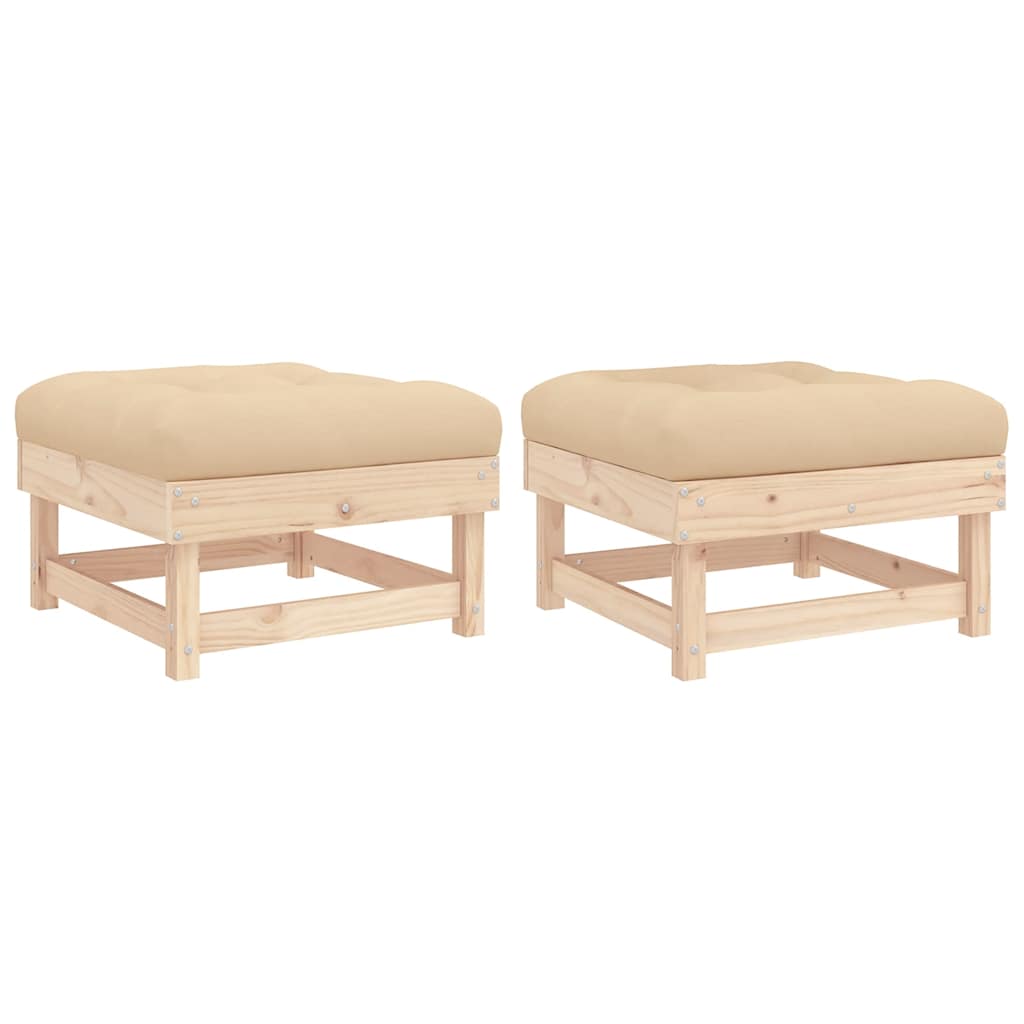vidaXL Tabourets de jardin avec coussins 2 pcs Bois de pin massif
