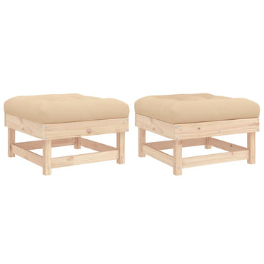 vidaXL Tabourets de jardin avec coussins 2 pcs Bois de pin massif