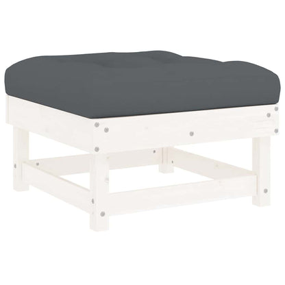 vidaXL Tabourets de jardin avec coussins 2 pcs Blanc Bois de pin massif