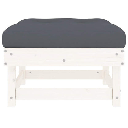 vidaXL Tabourets de jardin avec coussins 2 pcs Blanc Bois de pin massif