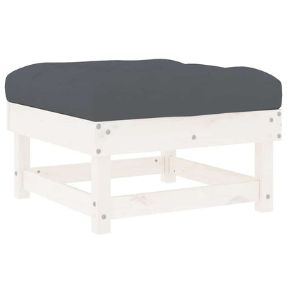 vidaXL Tabourets de jardin avec coussins 2 pcs Blanc Bois de pin massif