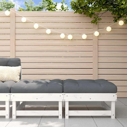 vidaXL Tabourets de jardin avec coussins 2 pcs Blanc Bois de pin massif