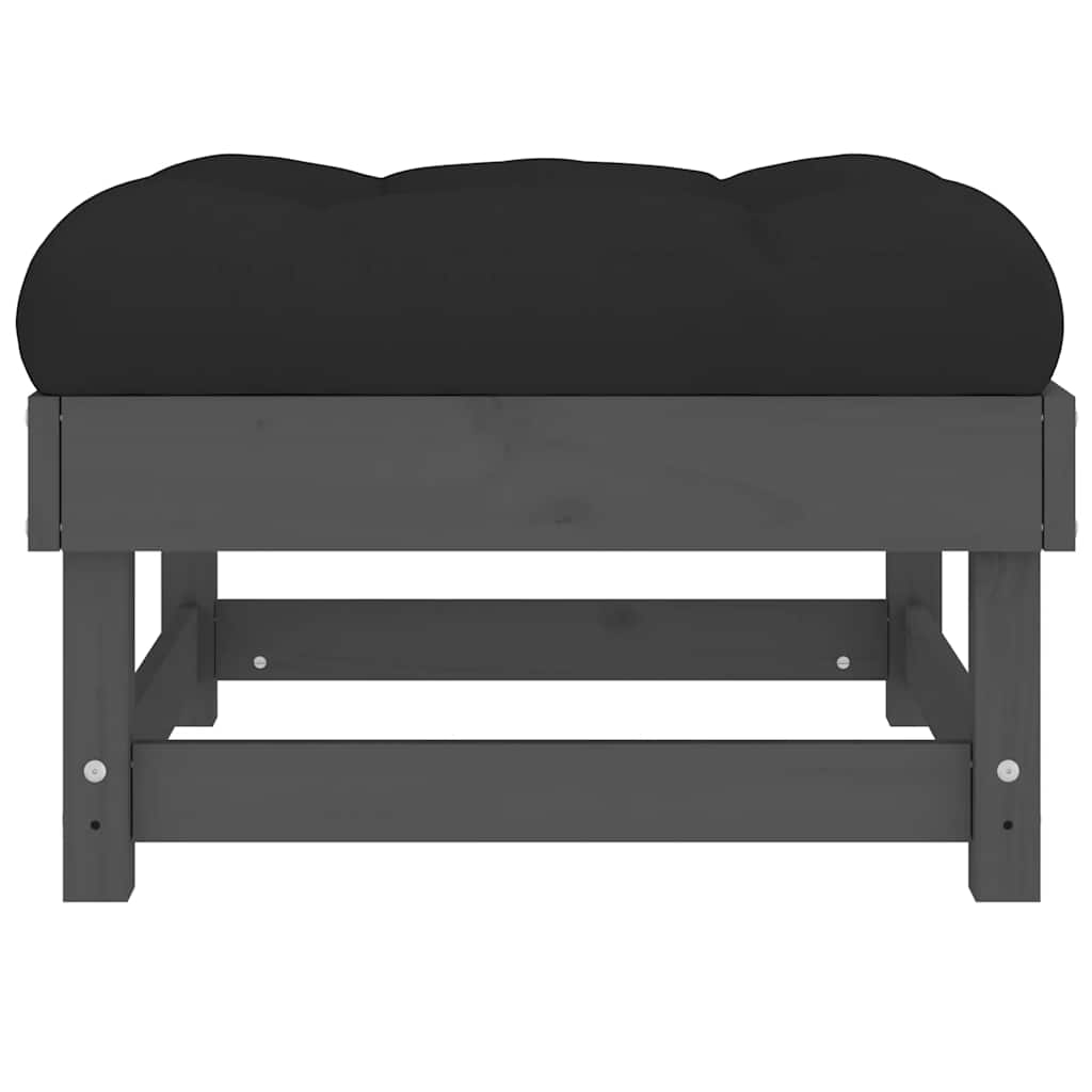 vidaXL Tabourets de jardin avec coussins 2 pcs Gris Bois de pin massif