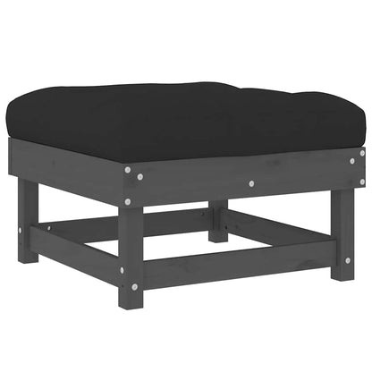 vidaXL Tabourets de jardin avec coussins 2 pcs Gris Bois de pin massif