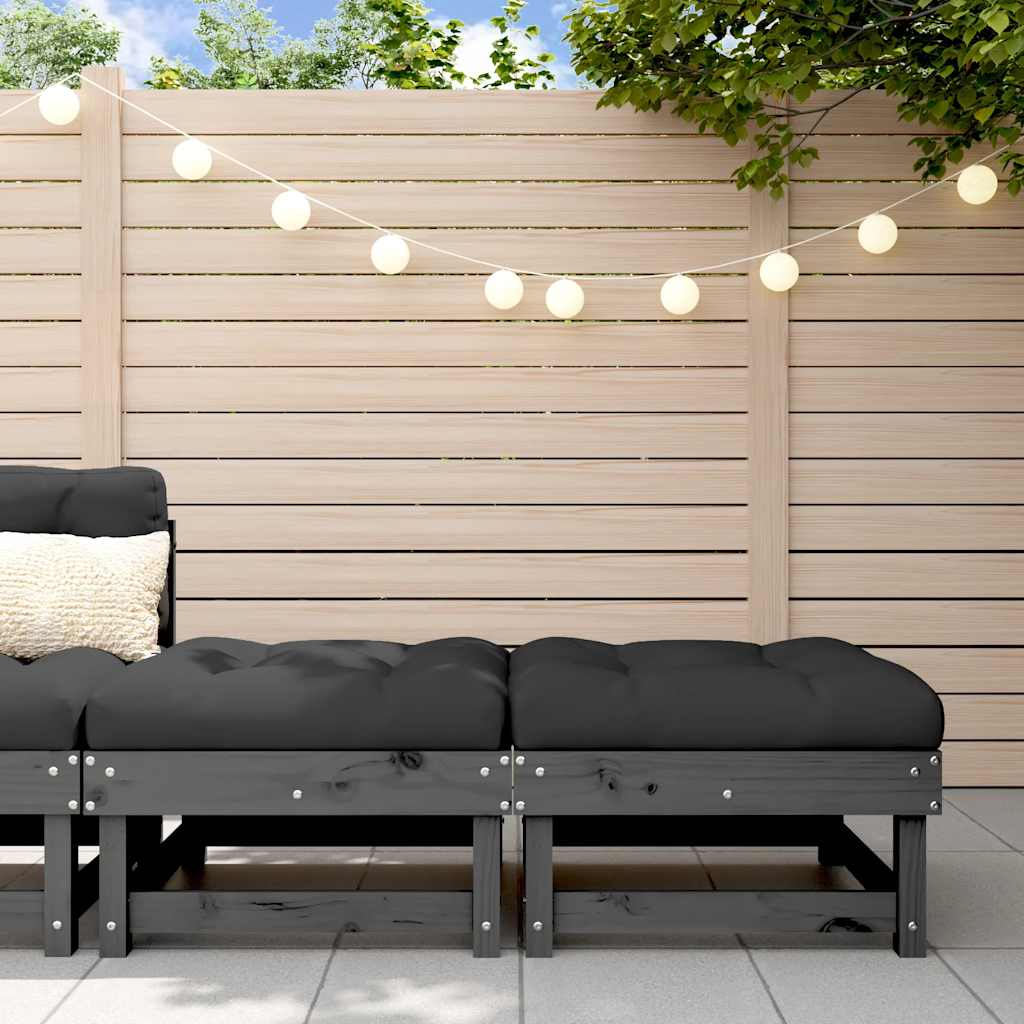 vidaXL Tabourets de jardin avec coussins 2 pcs Gris Bois de pin massif