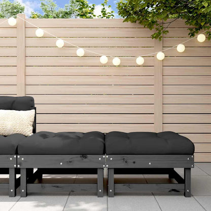 vidaXL Tabourets de jardin avec coussins 2 pcs Gris Bois de pin massif