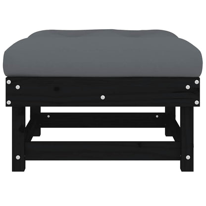 vidaXL Gartenhocker mit Kissen 2 Stk. Schwarz Massivholz Kiefer