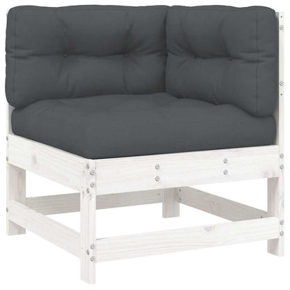 vidaXL Ecksofa mit Kissen Weiß Massivholz Kiefer