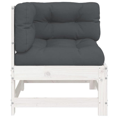 vidaXL Ecksofa mit Kissen Weiß Massivholz Kiefer