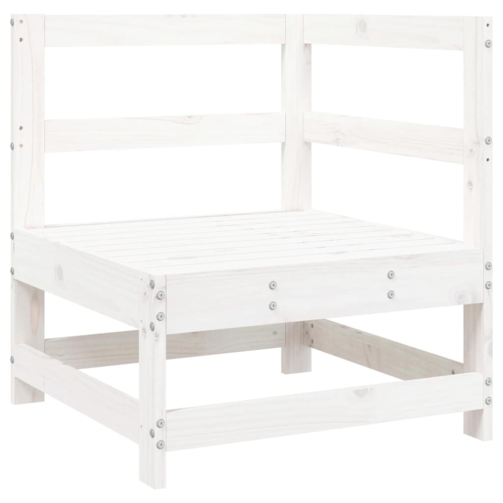 vidaXL Ecksofa mit Kissen Weiß Massivholz Kiefer